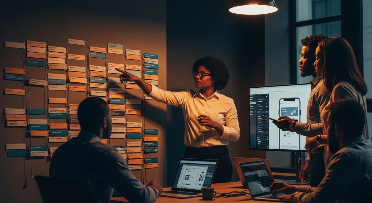 Exquode delivery team reviewing a project board