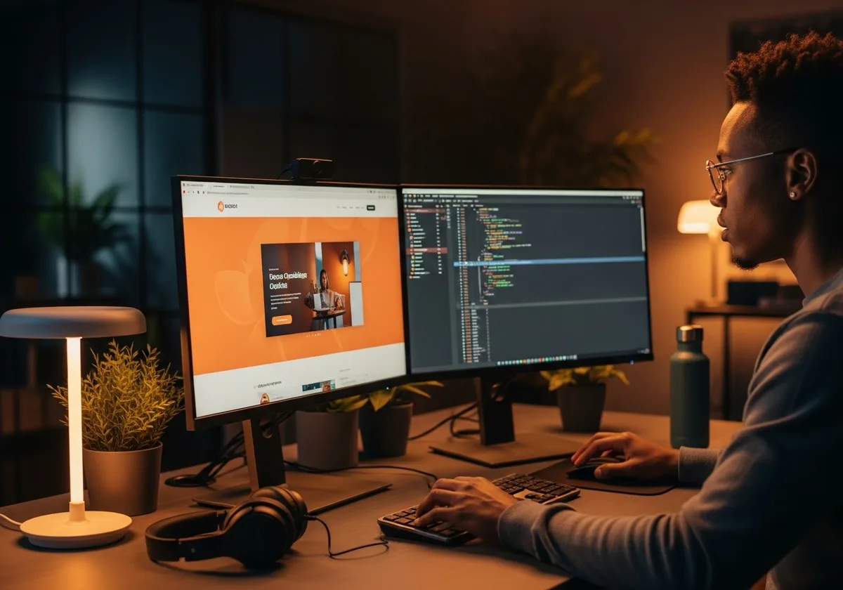 An Exquode developer building a responsive website